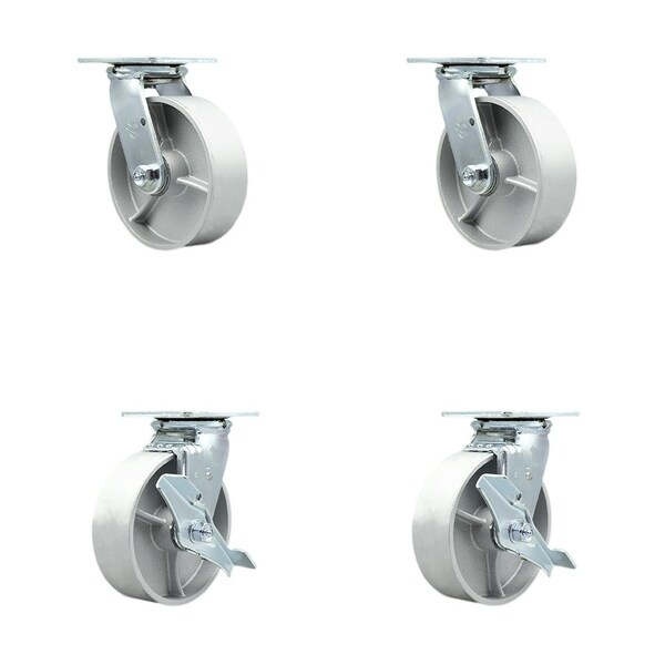 Tool Box Caster Wheel Set 6'' Semi Steel Cast Iron Swivel Casters, 4PK